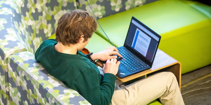 A student on a computer
