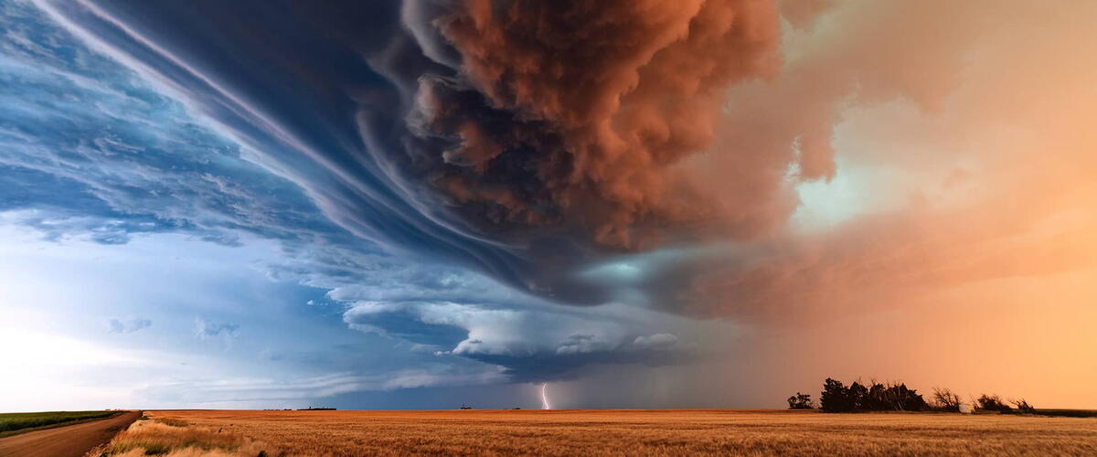 supercell thunderstorm over field