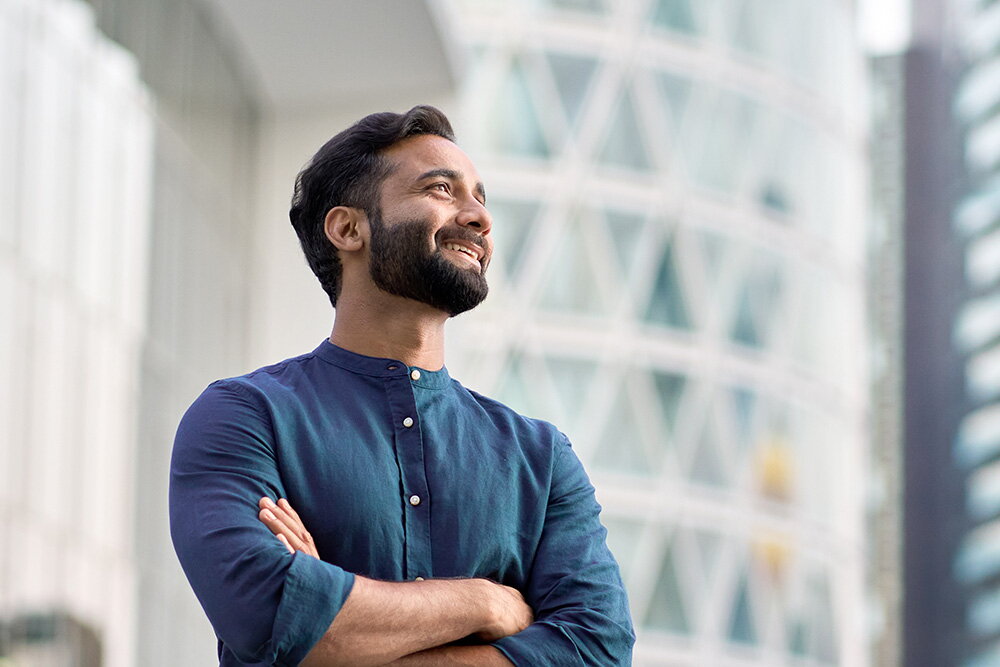 A man looking into the distance