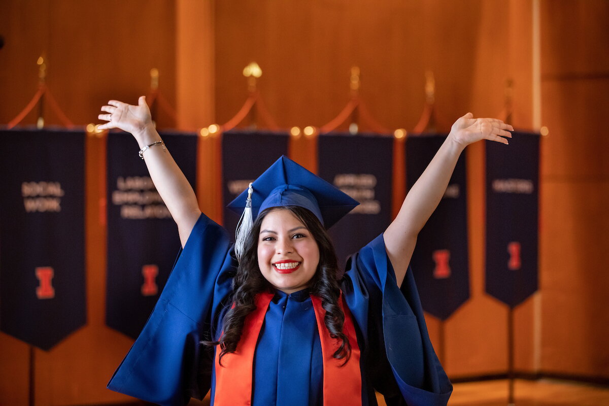 Student in her cap and gown 