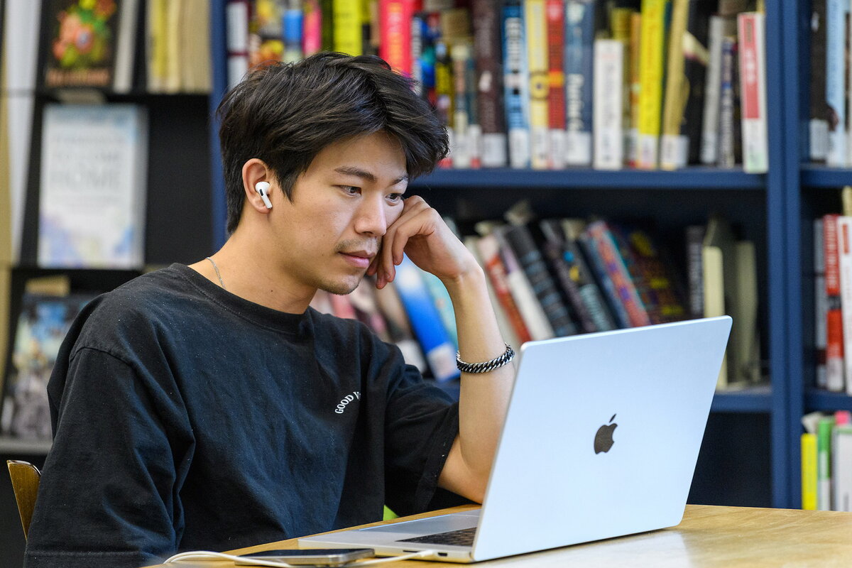 A student on a computer