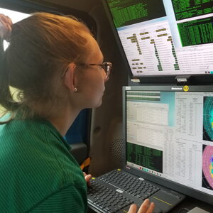 Atmospheric sciences student looking at weather